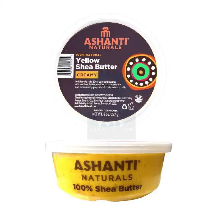 ASHANTI NATURALS 100% Natural Yellow Shea Butter 8 oz (CREAMY) - Ultra-Nourishing for Skin, Hair, and Nails