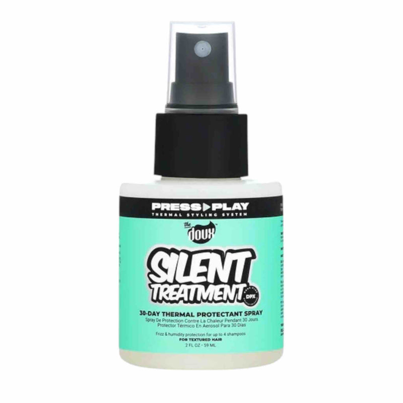 The Doux SILENT TREATMENT™ 30-Day Anti-Humidity Spray – 2 oz.   Frizz Shield • 30-Day Humidity Defense • Heat-Activated Smoothing Spray