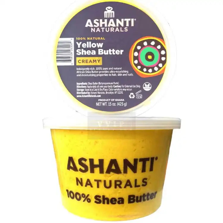 ASHANTI NATURALS 100% Natural Yellow Shea Butter 15 oz (CREAMY)