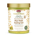 Gel de peinado African Pride Moisture Miracle Max Hold con aroma a oliva y árbol de té, 18 oz.