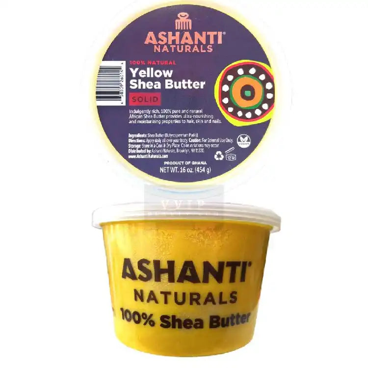 Ashanti Naturals 100% Natural Solid Yellow Shea Butter 16 oz - Pure and Raw from Ghana