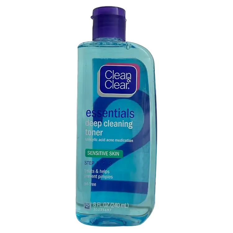 Clean &amp; Clear Essentials Deep Cleaning Toner 8 oz - Effective Acne Control for Sensitive Skin