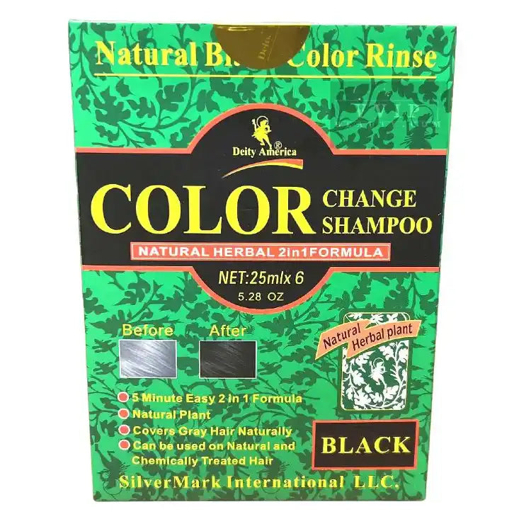 Deity America Color Change Shampoo (25ml X 6 Pack) 5.28 oz-Black - Natural Hair Transformation!