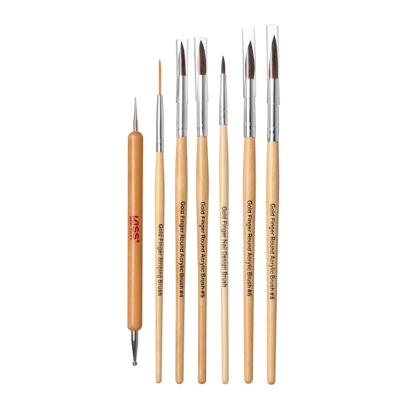 GOLD FINGER ROUND ACRYLIC BRUSH SET (M19)