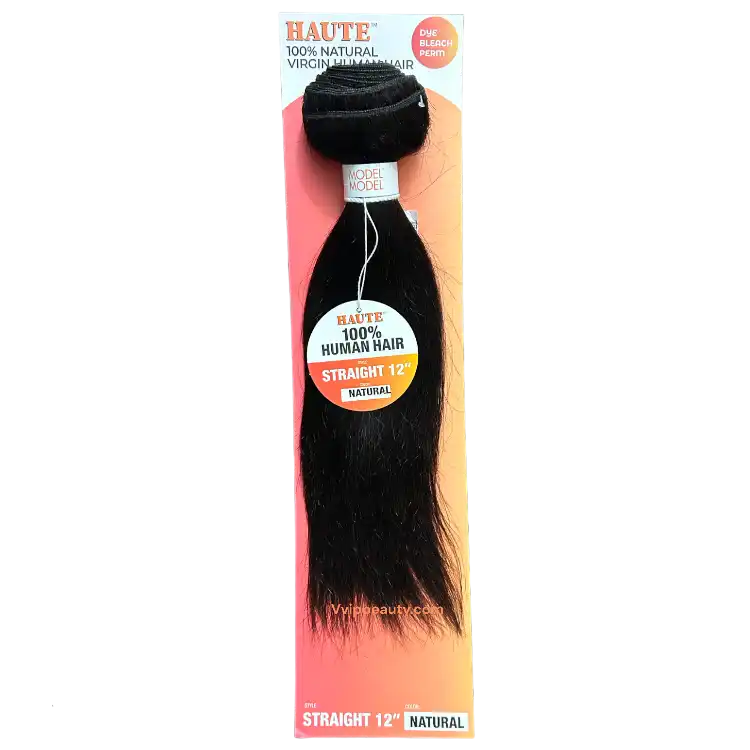 Human Hair Straight Bundle by HAUTE - Premium 100% Virgin Human Hair (Natural Color)