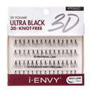 Pestañas individuales 3D largas, ultra negras y sin nudos (70 unidades) - KPE06UD