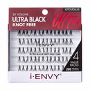 Pestañas individuales largas, ultra negras y sin nudos, paquete múltiple (280 unidades)-KPEM06UB (M10)