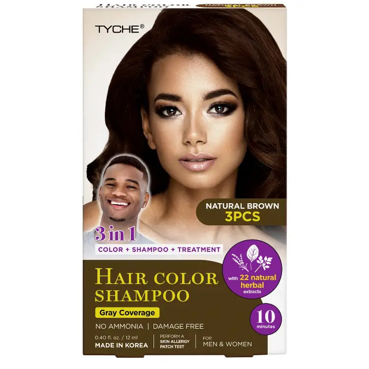 Nicka K Tyche Magic Hair Color Shampoo 3pcs -Natural Brown