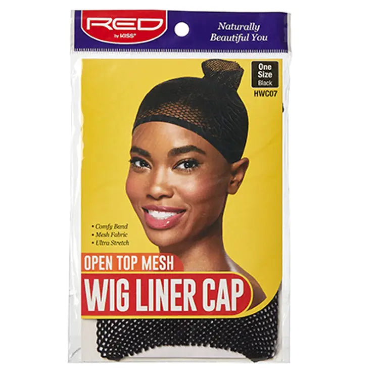 Open Top Mesh Wig Liner Cap Black -HWC13