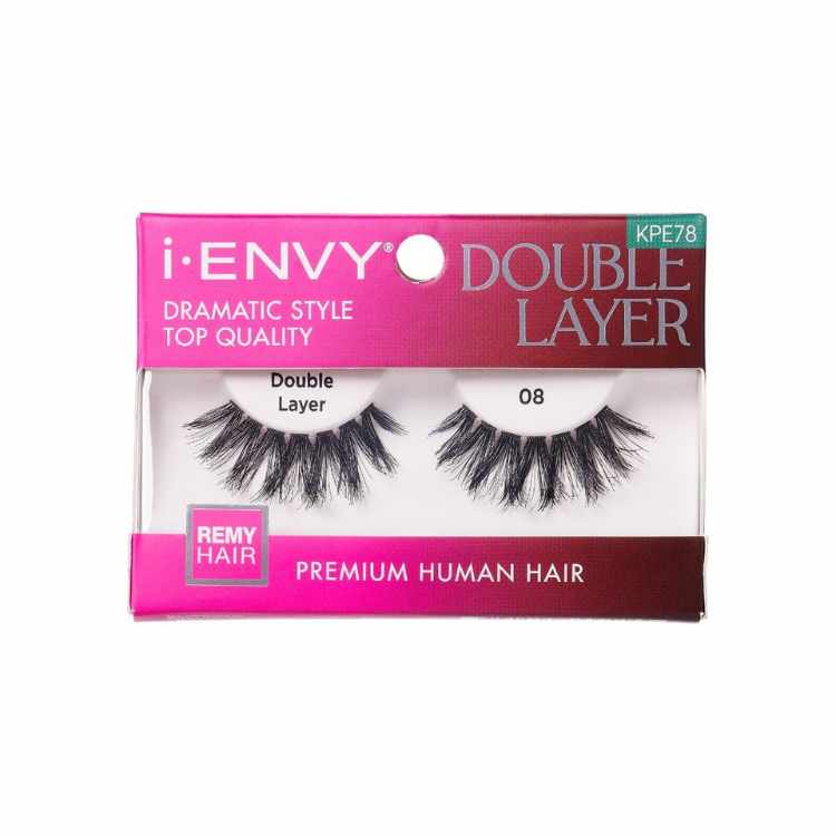 Double Layer 08 KPE78 Premium Human Hair Lashes Elevate Your Look with Voluminous Appeal