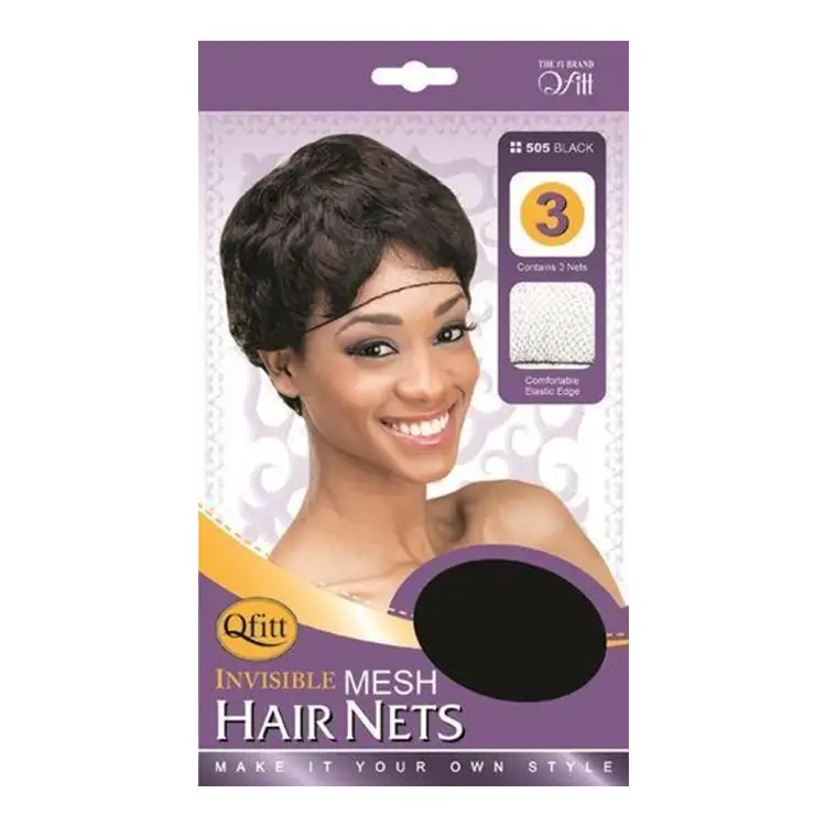 Qfitt Black Invisible Mesh Hair Nets - 3 Pcs