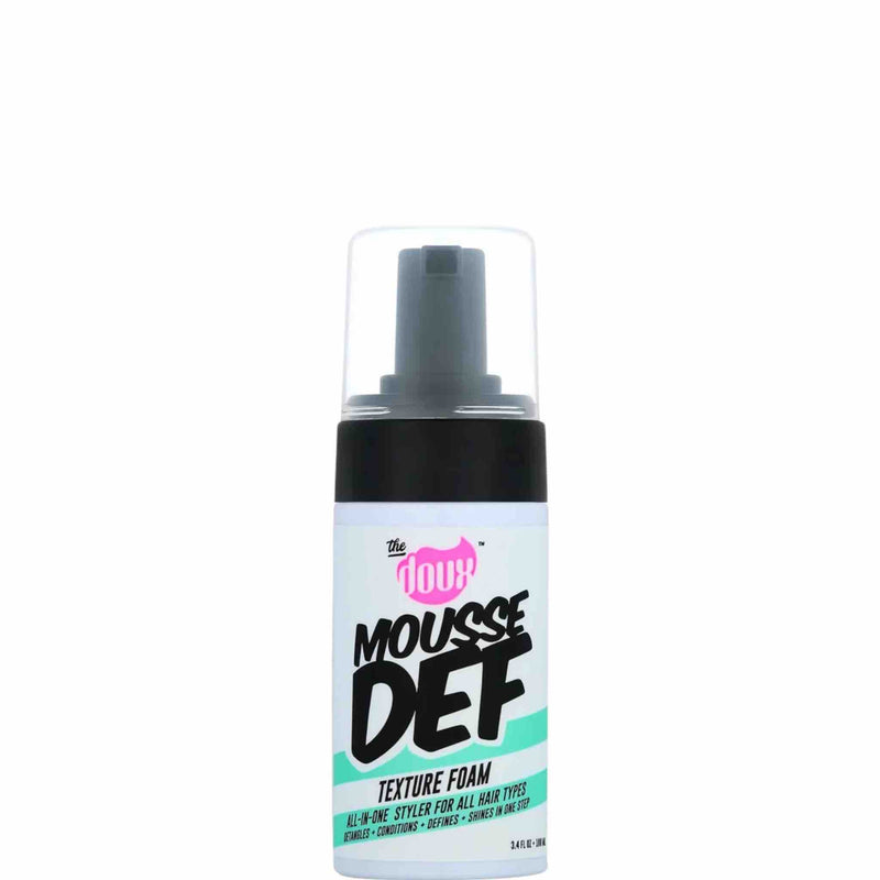 The Doux MOUSSE DEF™ Texture Foam – Travel Size 3.4 oz.   TSA-Approved Styling Foam • Curl Definition On-the-Go • Frizz Control
