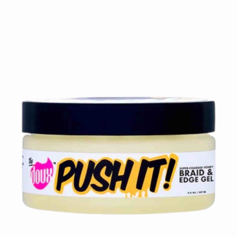 The Doux PUSH IT!™ Honey Braid & Edge Gel – 8 oz Edge Control + Braid Hold • No Flakes • No Crunch
