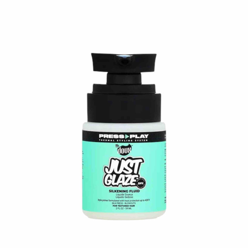 The Doux JUST GLAZE™ Silkening Fluid – 2 oz.  Lightweight Heat Protectant • Silky Finish • Frizz Shield with DOUX-plex™