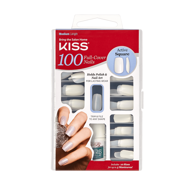 KISS 100 Full-Cover Nail Kit Active Square 100PS12 (S20.M4)