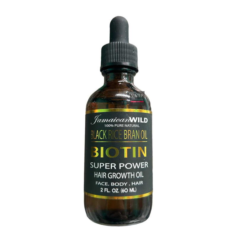 Jamaican Wild Black Rice Bran Oil Biotin Super Power Hair Growth Oil 2oz