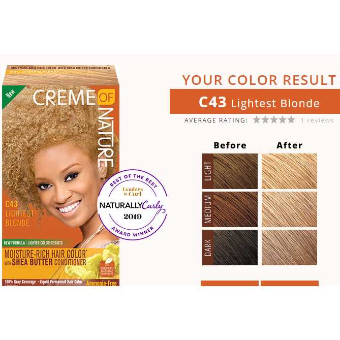 CREME OF NATURE  MOISTURE-RICH HAIR COLOR WITH SHEA BUTTER CONDITIONER (92)