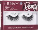 Pestañas postizas Kiss I Envy Remy 3D con banda invisible, 100% cabello humano - KREI02