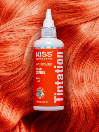 KISS COLORS Tintation Semi-Permanent Hair Color-T665 - Neon Orange 5oz