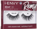 Pestañas postizas Kiss I Envy Remy 3D con banda invisible, 100% cabello humano - KREI04
