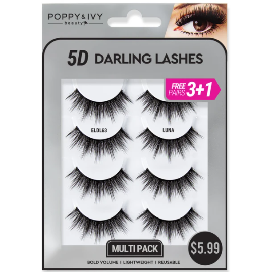 5D DARLING LASHES ELDL63 Luna - 4 PAIRS (M11)