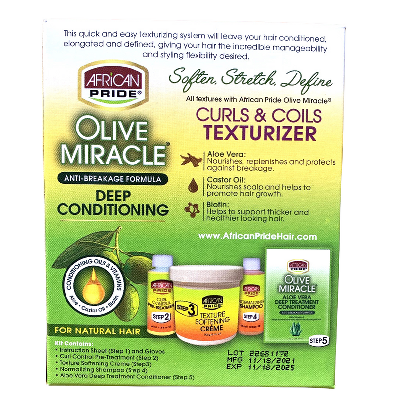 African Pride Olive Miracle Curls & Coils Texturizer Kit (B03.71)