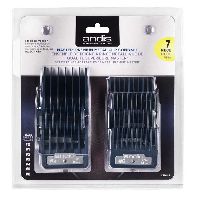 Andis Master Premium Metal Clip 7 Pcs Comb Set