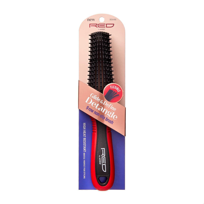 Red by Kiss Flexible Glide & Define Detangle 9-Row Non-Slip Brush - Effortless Hair Care