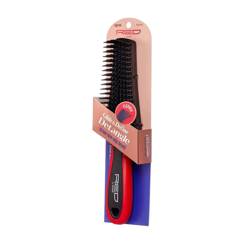 Red by Kiss Flexible Glide & Define Detangle 9-Row Non-Slip Brush - Effortless Hair Care