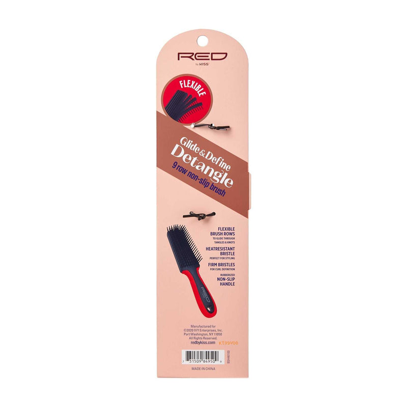 Red by Kiss Flexible Glide & Define Detangle 9-Row Non-Slip Brush - Effortless Hair Care