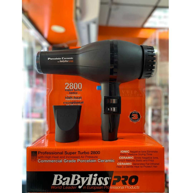 BaByliss Pro BABP2800 Porcelain Ceramic 2000-Watt Dryer, Black