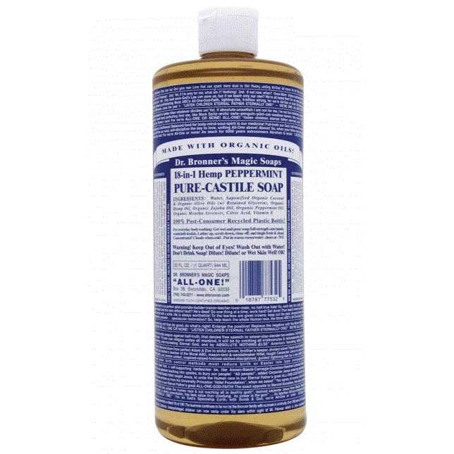 Dr. Bronner's Pure Castille Liquid Soap Peppermint 16 Oz (B00010)