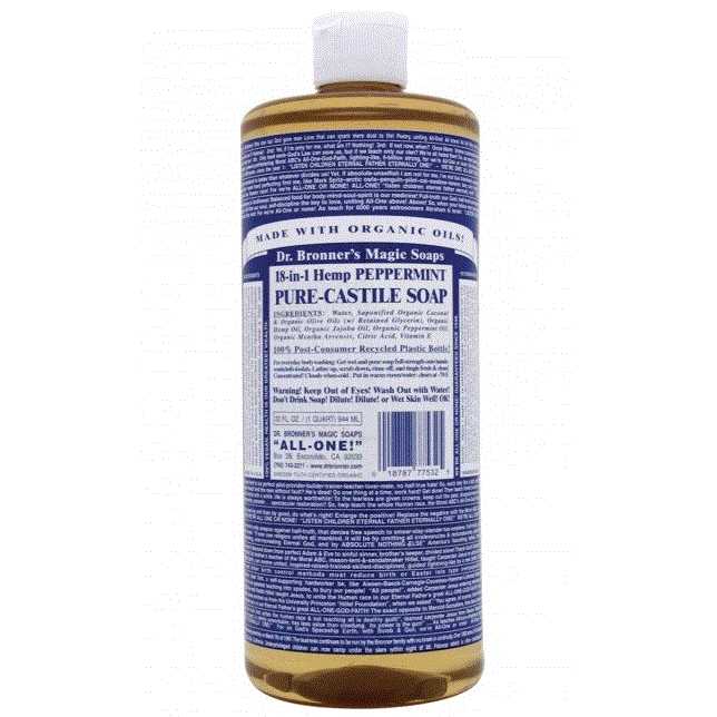 Dr. Bronner's Pure Castille Liquid Soap Peppermint 8 Oz (B00010)