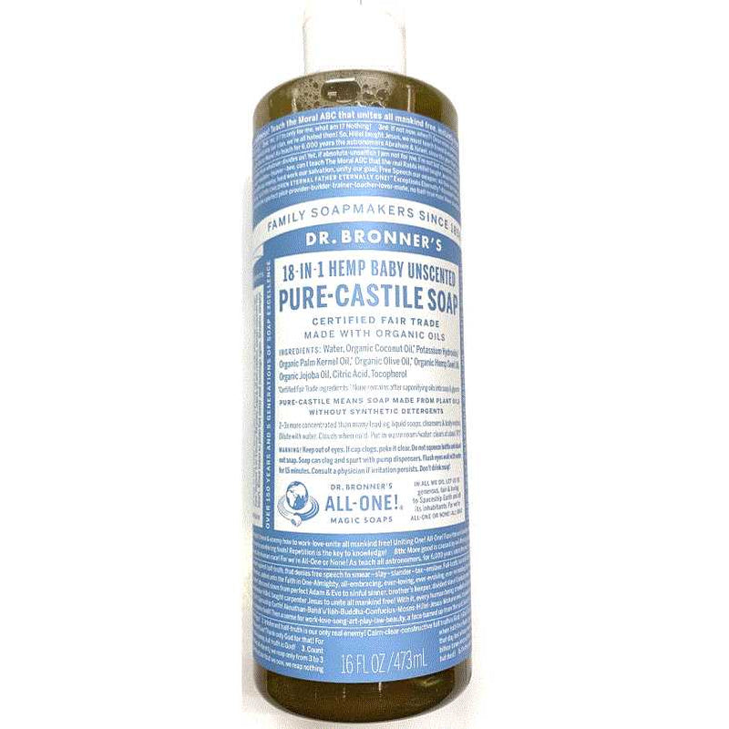 Dr. Bronner's. Baby Unscented Pure-Castile Liquid Soap 16 oz.