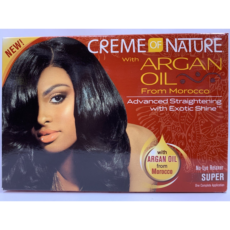 Creme of Nature Argan Oil Advanced Straightening with Exotic Shine No-Lye Relaxer Kit Super - 1 Application