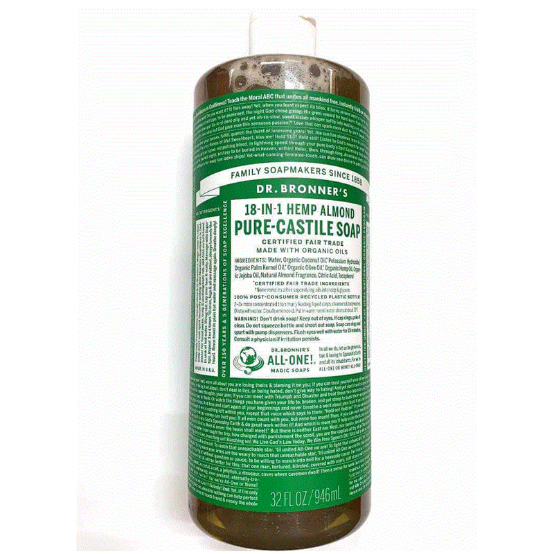 Dr. Bronner's. Almond Scent Pure-Castile Liquid Soap 32 oz.