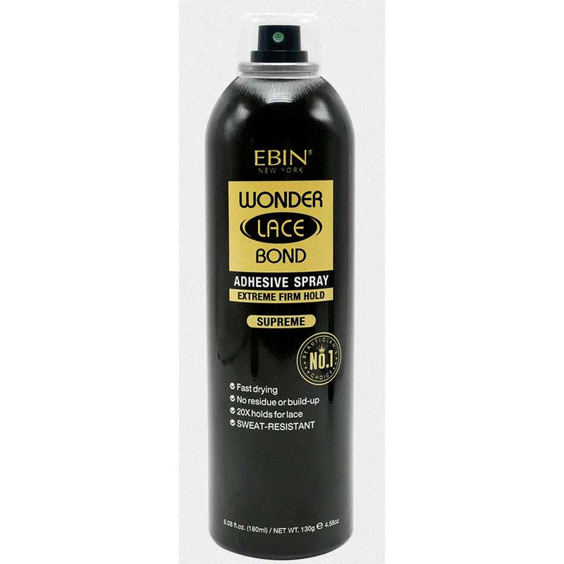 Ebin Wonder Lace Bonding Wig Adhesive Spray Black, Supreme Hold 6.08oz