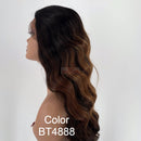 Peluca frontal de encaje con mezcla de cabello humano brasileño color miel THB Elkin 