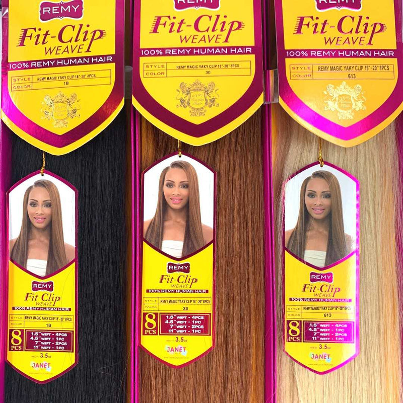 JANET COLLECTION REMY CLIP IN MAGIC YAKY FIT-CLIP 8PCS