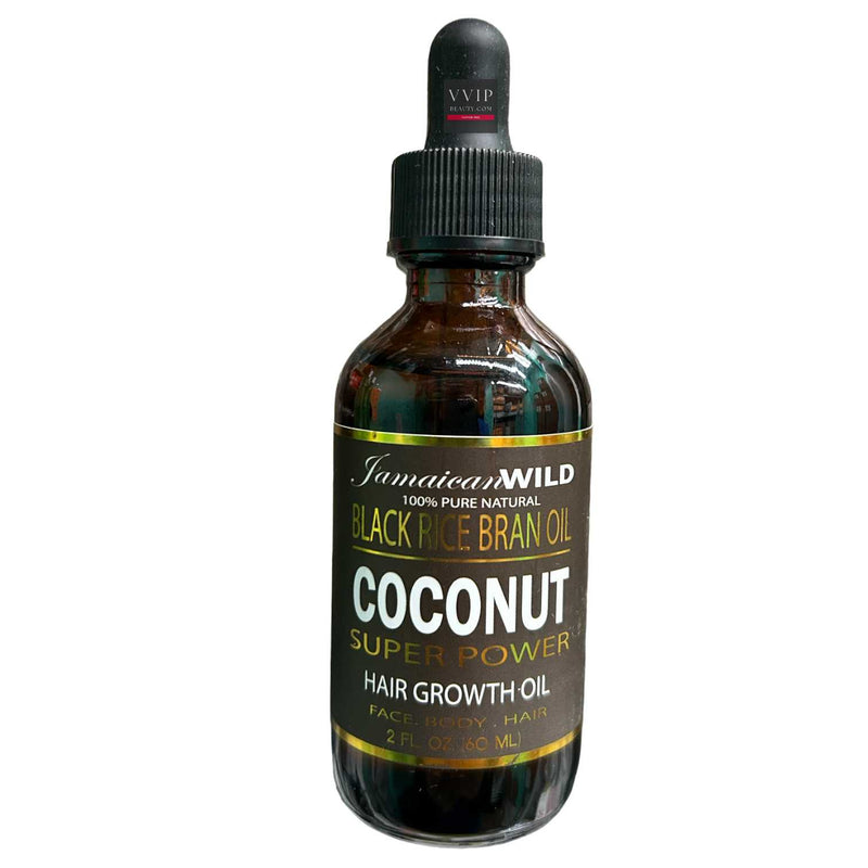 Jamaican Wild Black Rice Bran Oil Coconut Oil Super Power Hair Growth Oil 2 oz