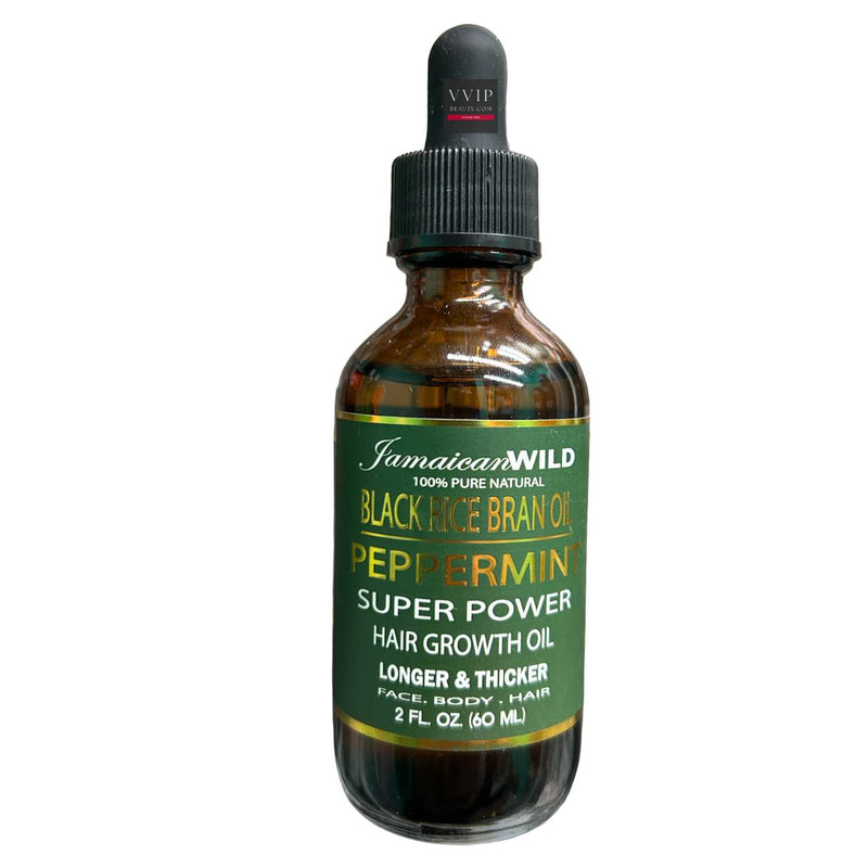 Jamaican Wild Black Rice Bran Oil Peppermint Oil Super Power Hair Growth Oil 2oz