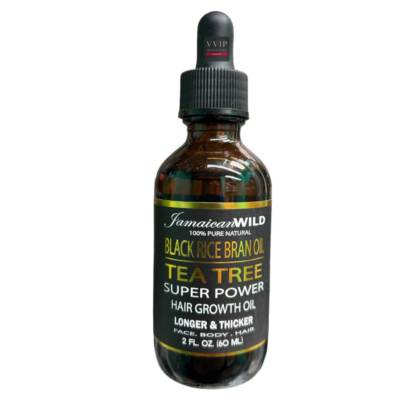 Jamaican Wild Black Rice Bran Oil Tea Tree Oil Super Power Hair Growth Oil 2oz