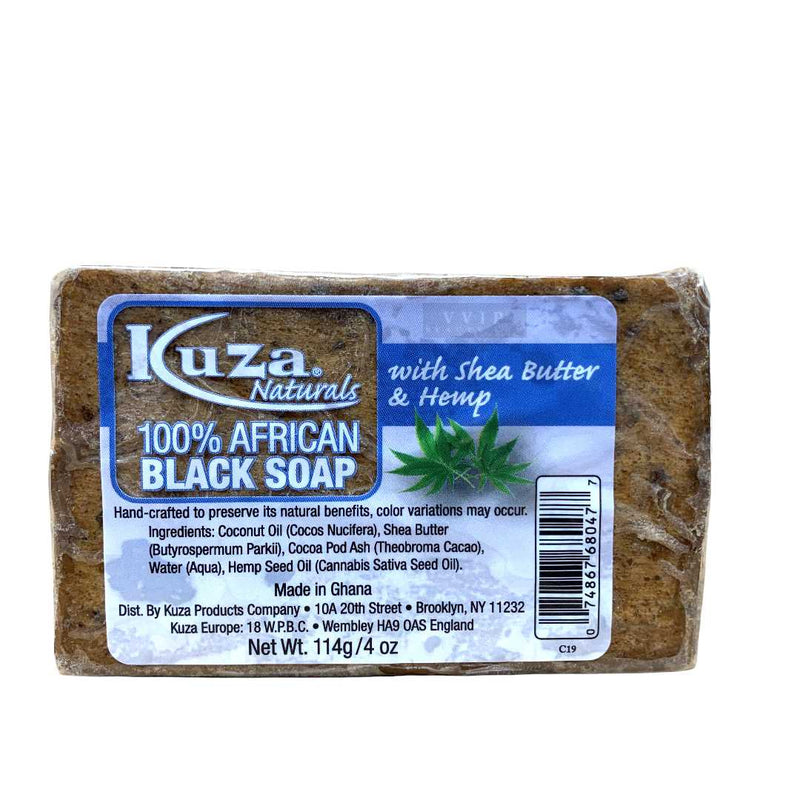 Kuza Naturals 100% African Black Soap with Shea Butter & Hemp 4 oz (B00078)