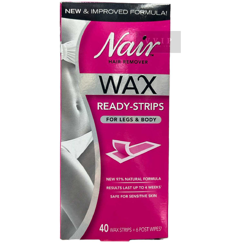 Nair Hair Remover, For Legs & Body, Wax Ready-Strips 40 Strips +6 post wipes (35)