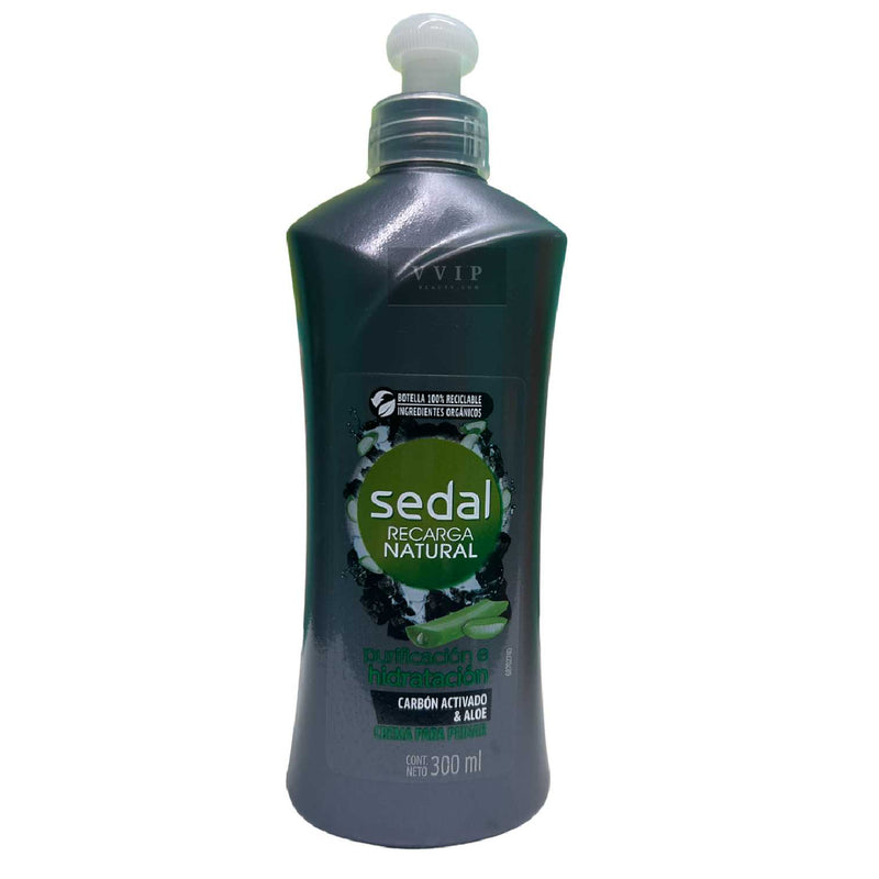 Sedal Recarga Natural Carbon activado & aloe crema para peinar 300ml