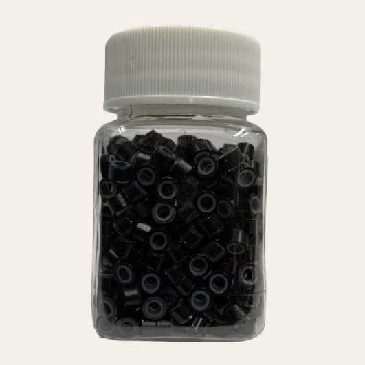 Premium Silicone Micro Link Rings Lined Beads for I Tip Hair Extensions 500 PCS-BLACK, DARK BROWN, BROWN, BEIGE, BLONDE (M6)