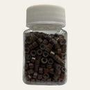 Anillos de microenlace de silicona premium con cuentas forradas para extensiones de cabello con punta en I, 500 unidades - NEGRO, MARRÓN OSCURO, MARRÓN, BEIGE, RUBIO (M6)