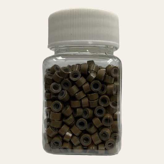 Premium Silicone Micro Link Rings Lined Beads for I Tip Hair Extensions 500 PCS-BLACK, DARK BROWN, BROWN, BEIGE, BLONDE (M6)