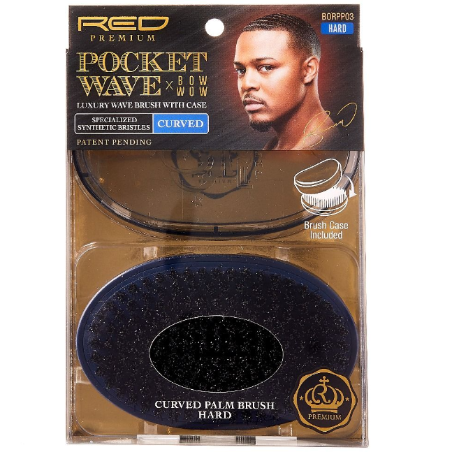 RED Premium Pocket Wave Brush X Bow Wow - Curved Palm Brush HARD (0017)
