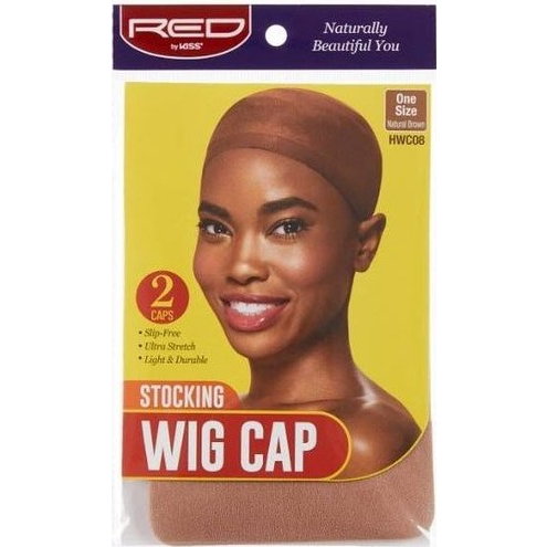 Red by KIss Stocking Wig Cap, Natural Brown, 2pcs in pack